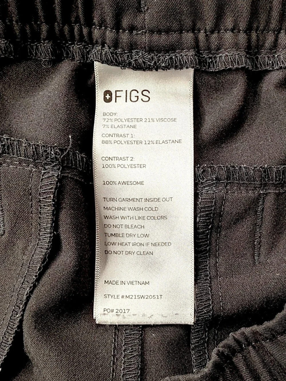 FIGS Mens Black Tansen Scrub Pants Joggers Medium Tall M/T Bottoms M21SW2051T